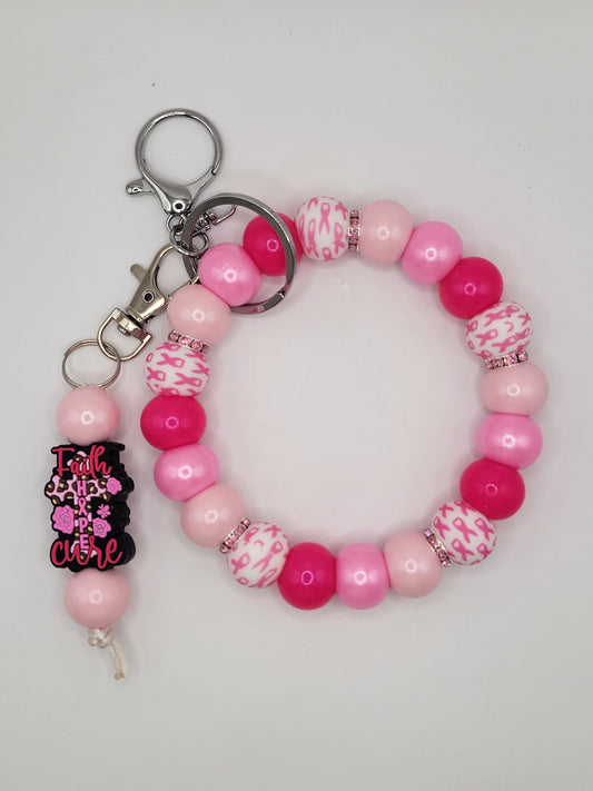 Breast Cancer Awareness wristlet with add on